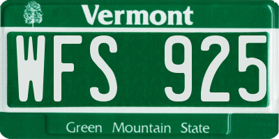 VT license plate WFS925