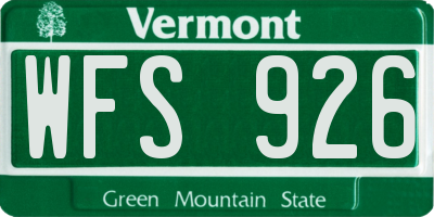 VT license plate WFS926