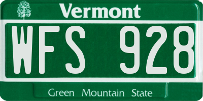VT license plate WFS928