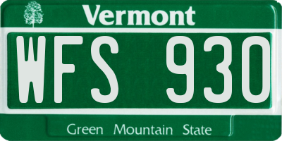VT license plate WFS930