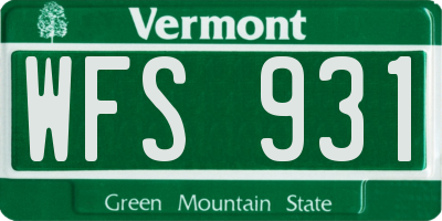 VT license plate WFS931