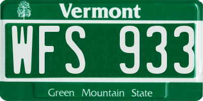 VT license plate WFS933