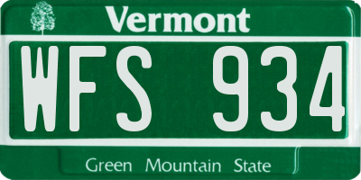 VT license plate WFS934