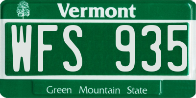 VT license plate WFS935