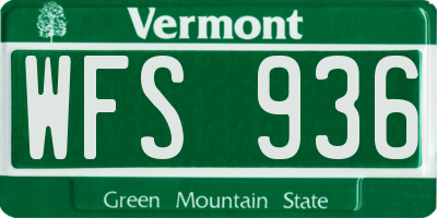 VT license plate WFS936