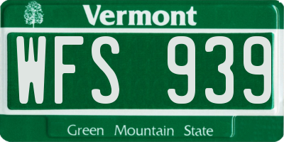 VT license plate WFS939
