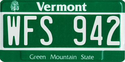 VT license plate WFS942