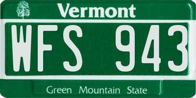 VT license plate WFS943