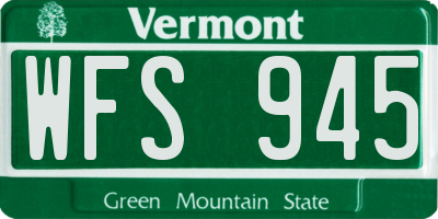VT license plate WFS945