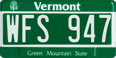 VT license plate WFS947