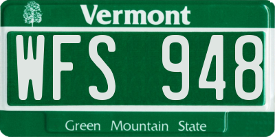VT license plate WFS948