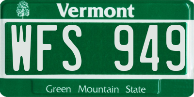 VT license plate WFS949