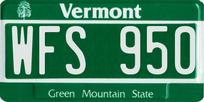 VT license plate WFS950