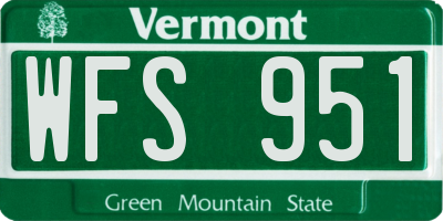 VT license plate WFS951