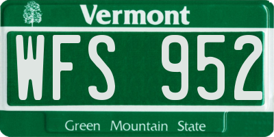 VT license plate WFS952