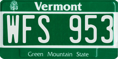 VT license plate WFS953