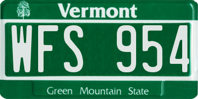 VT license plate WFS954