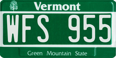 VT license plate WFS955