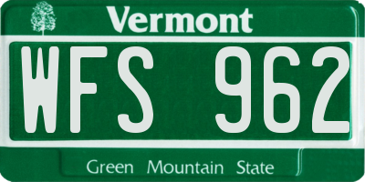 VT license plate WFS962
