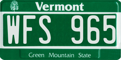 VT license plate WFS965