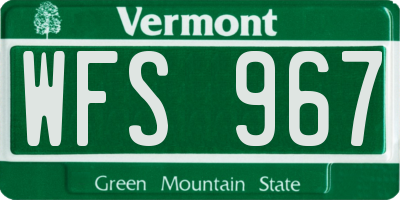 VT license plate WFS967