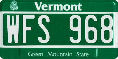 VT license plate WFS968