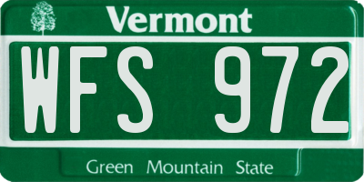 VT license plate WFS972