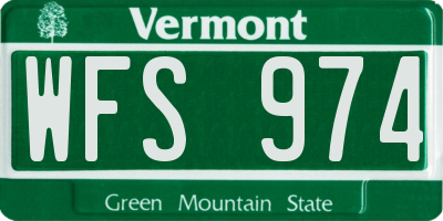 VT license plate WFS974