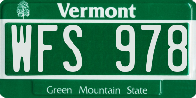 VT license plate WFS978