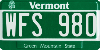 VT license plate WFS980