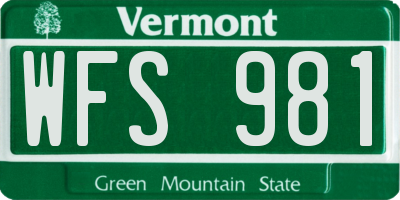VT license plate WFS981