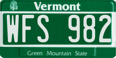 VT license plate WFS982