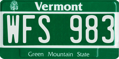VT license plate WFS983
