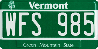 VT license plate WFS985