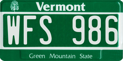 VT license plate WFS986