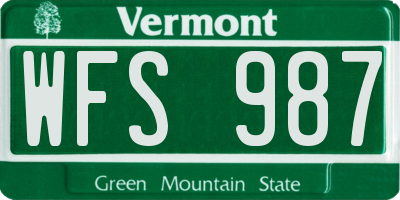 VT license plate WFS987