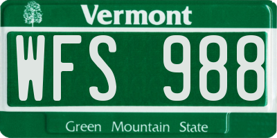 VT license plate WFS988
