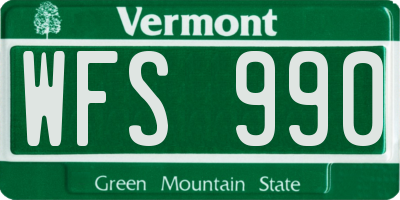 VT license plate WFS990