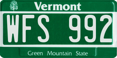 VT license plate WFS992