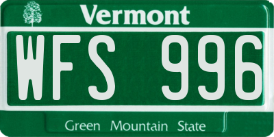 VT license plate WFS996