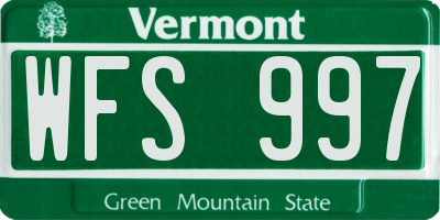 VT license plate WFS997