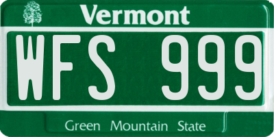 VT license plate WFS999