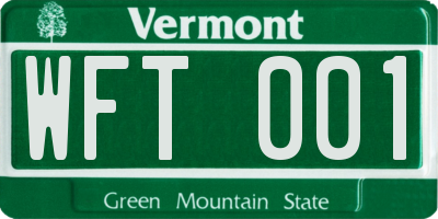 VT license plate WFT001