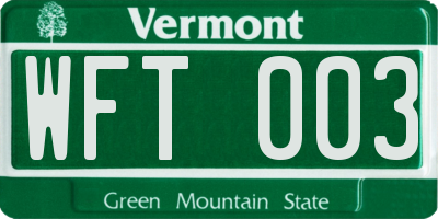 VT license plate WFT003