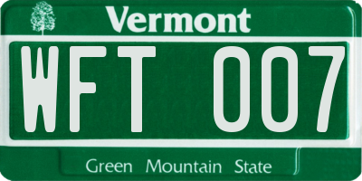 VT license plate WFT007