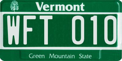 VT license plate WFT010