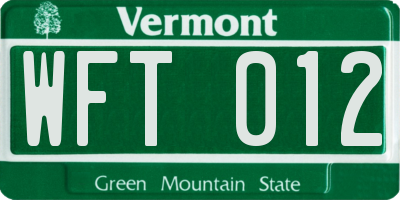 VT license plate WFT012