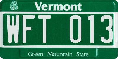 VT license plate WFT013