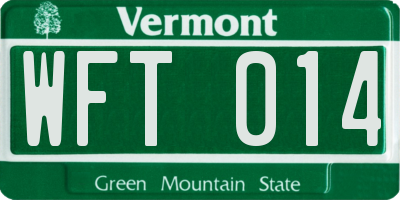 VT license plate WFT014
