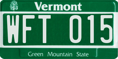 VT license plate WFT015